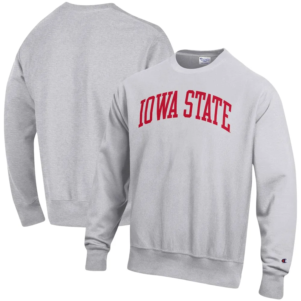 Men's Champion Heathered Gray Iowa State Cyclones Arch Reverse Weave Pullover Sweatshirt