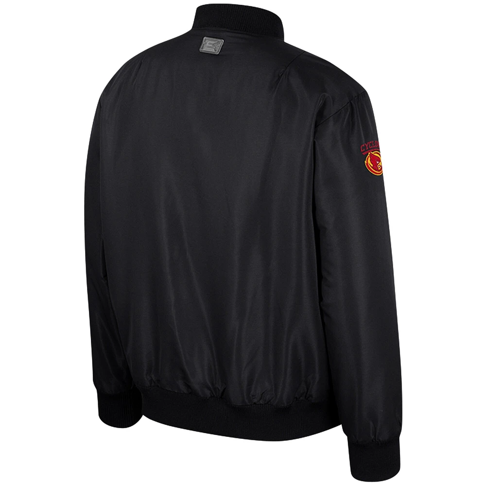 Blouson aviateur entièrement zippé Colosseum noir Iowa State Cyclones pour hommes