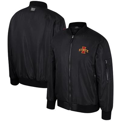 Blouson aviateur entièrement zippé Colosseum noir Iowa State Cyclones pour hommes