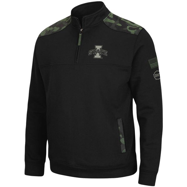 Colosseum Black pour homme Iowa State Cyclones OHT Military Appreciation Commo Fleece Quarter-Zip Jacket