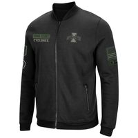 Men's Colosseum Black Iowa State Cyclones OHT Military Appreciation Team High-Speed Bomber Full-Zip Jacket