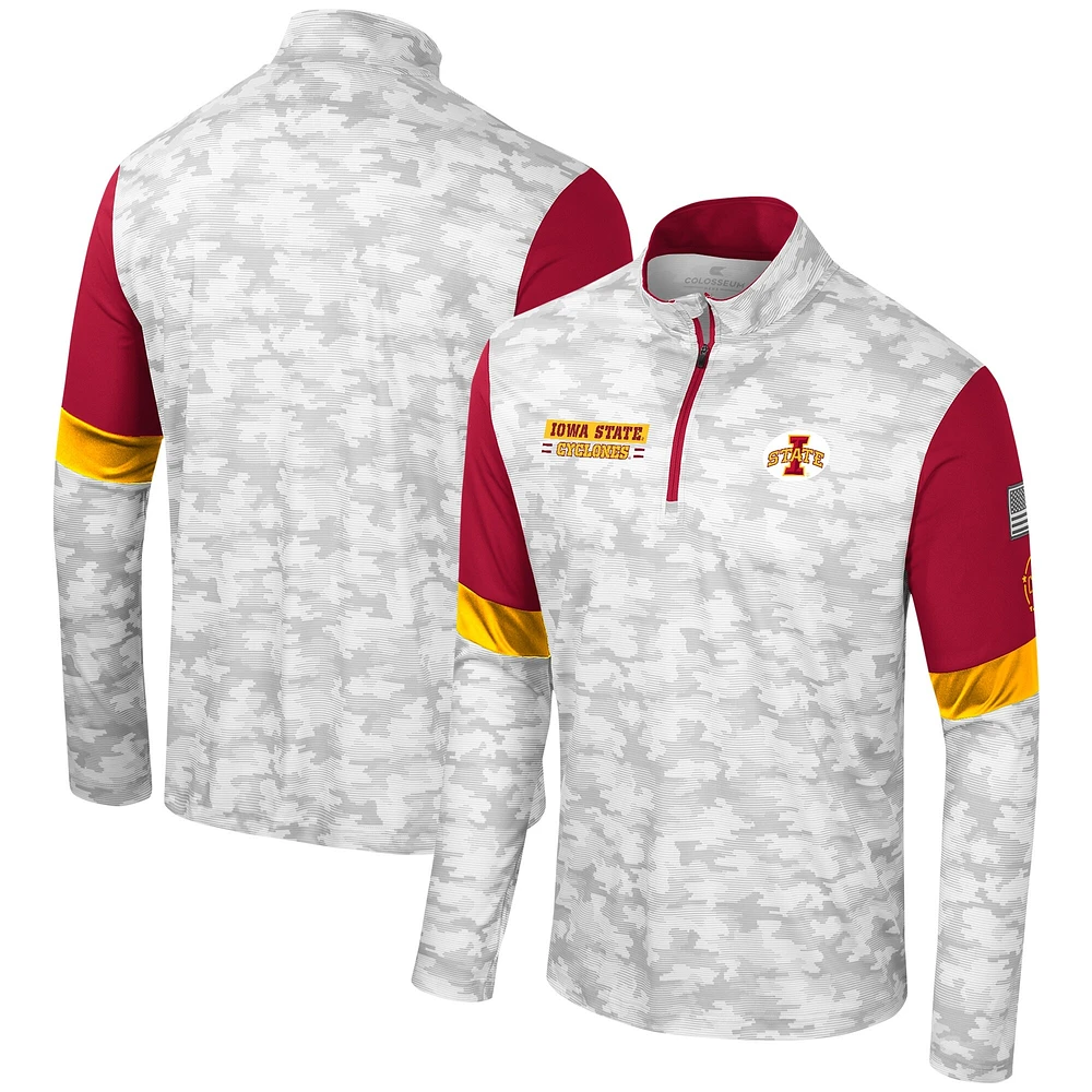 coupe-vent Colosseum Camo Iowa State Cyclones OHT pour hommes, appréciation militaire Tomahawk, à quart de zip