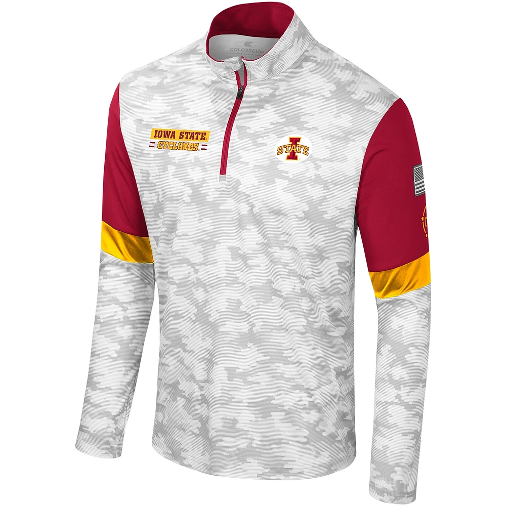 coupe-vent Colosseum Camo Iowa State Cyclones OHT pour hommes, appréciation militaire Tomahawk, à quart de zip