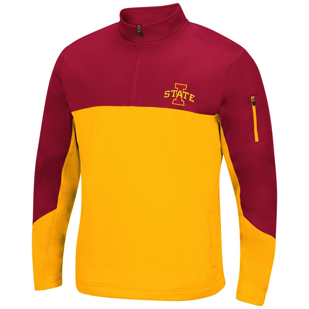 Men's Colosseum Cardinal/Gold Iowa State Cyclones Triple Dog Dare Quarter-Zip Jacket