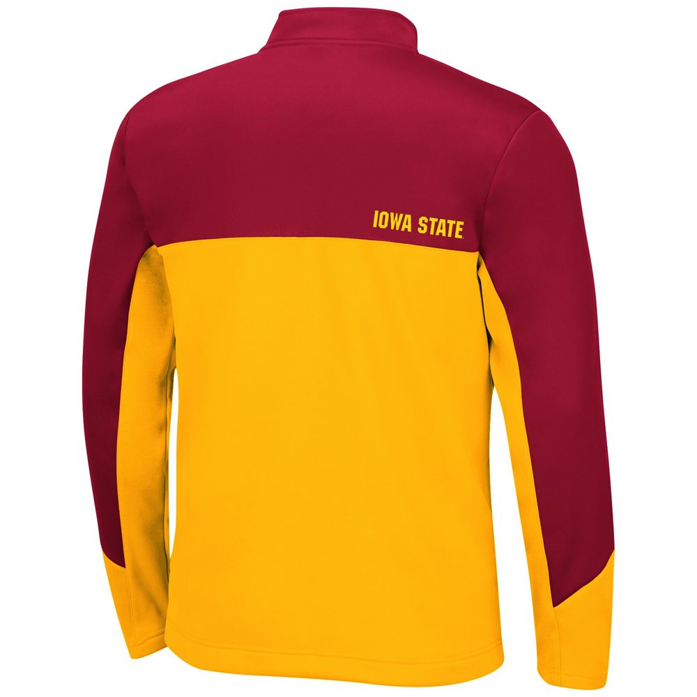 Men's Colosseum Cardinal/Gold Iowa State Cyclones Triple Dog Dare Quarter-Zip Jacket