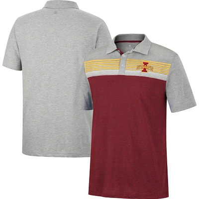 Men's Colosseum Cardinal/Heather Gray Iowa State Cyclones Caddie Lightweight Polo