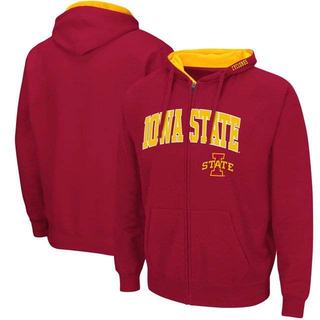 Sweat à capuche zippé complet Colosseum Cardinal Iowa State Cyclones Arch & Logo pour homme