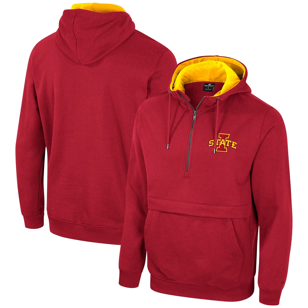 Men's Colosseum Cardinal Iowa State Cyclones Half-Zip Hoodie