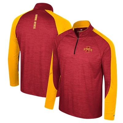 Men's Colosseum Cardinal Iowa State Cyclones Langmore Raglan Quarter-Zip Top