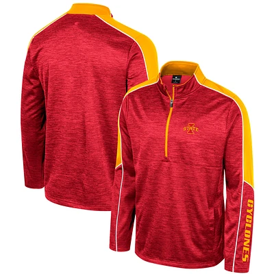 Men's Colosseum Cardinal Iowa State Cyclones Marled Half-Zip Jacket