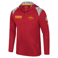 Men's Colosseum Cardinal Iowa State Cyclones OHT Military Appreciation Quarter-Zip Hoodie Jacket