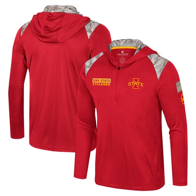 Veste à capuche zippée quart de tour pour homme Colosseum Cardinal Iowa State Cyclones OHT Military Appreciation