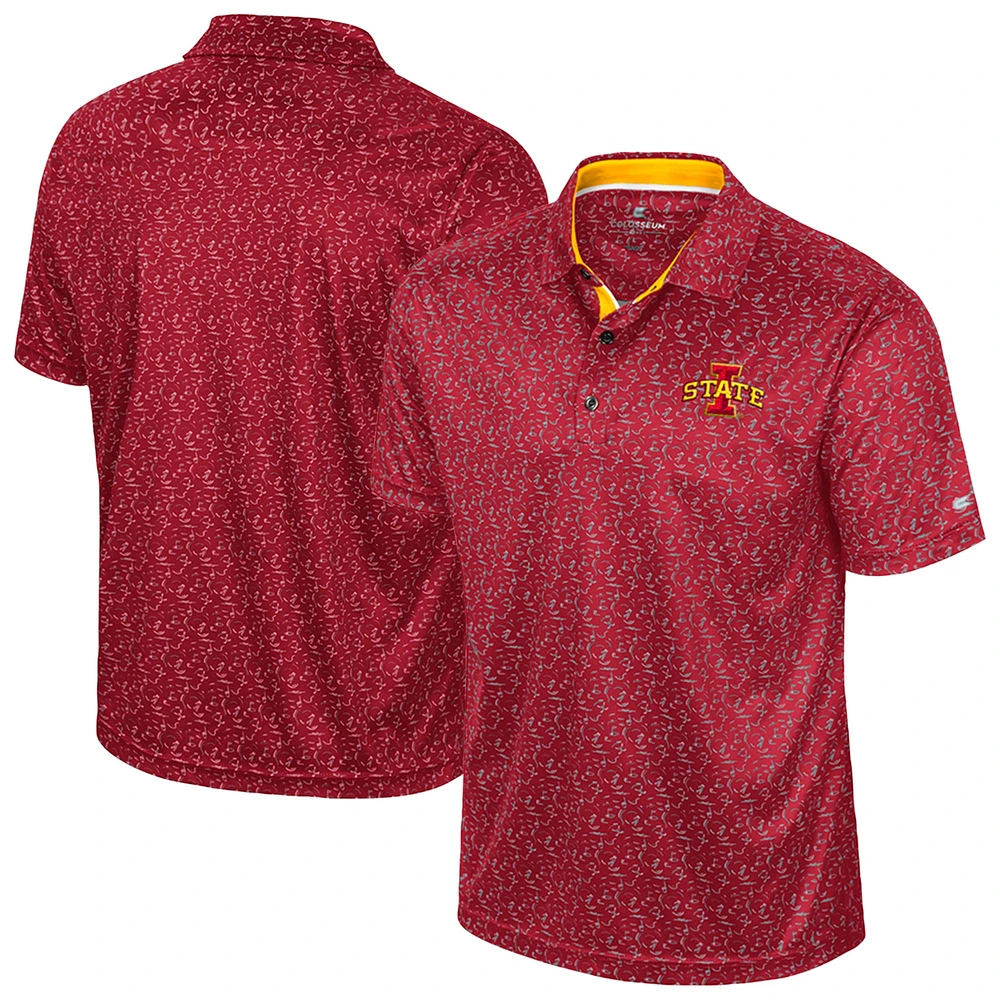 Men's Colosseum Cardinal Iowa State Cyclones Sublimated Golf Polo