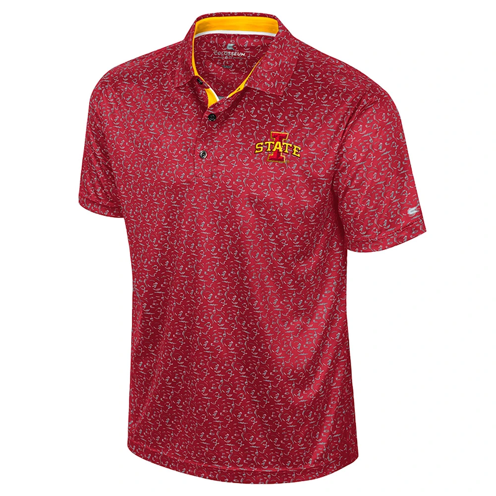 Men's Colosseum Cardinal Iowa State Cyclones Sublimated Golf Polo