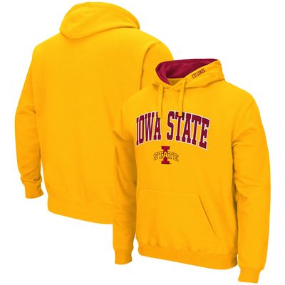 Men's Colosseum Gold Iowa State Cyclones Arch & Logo 3.0 Pullover Hoodie