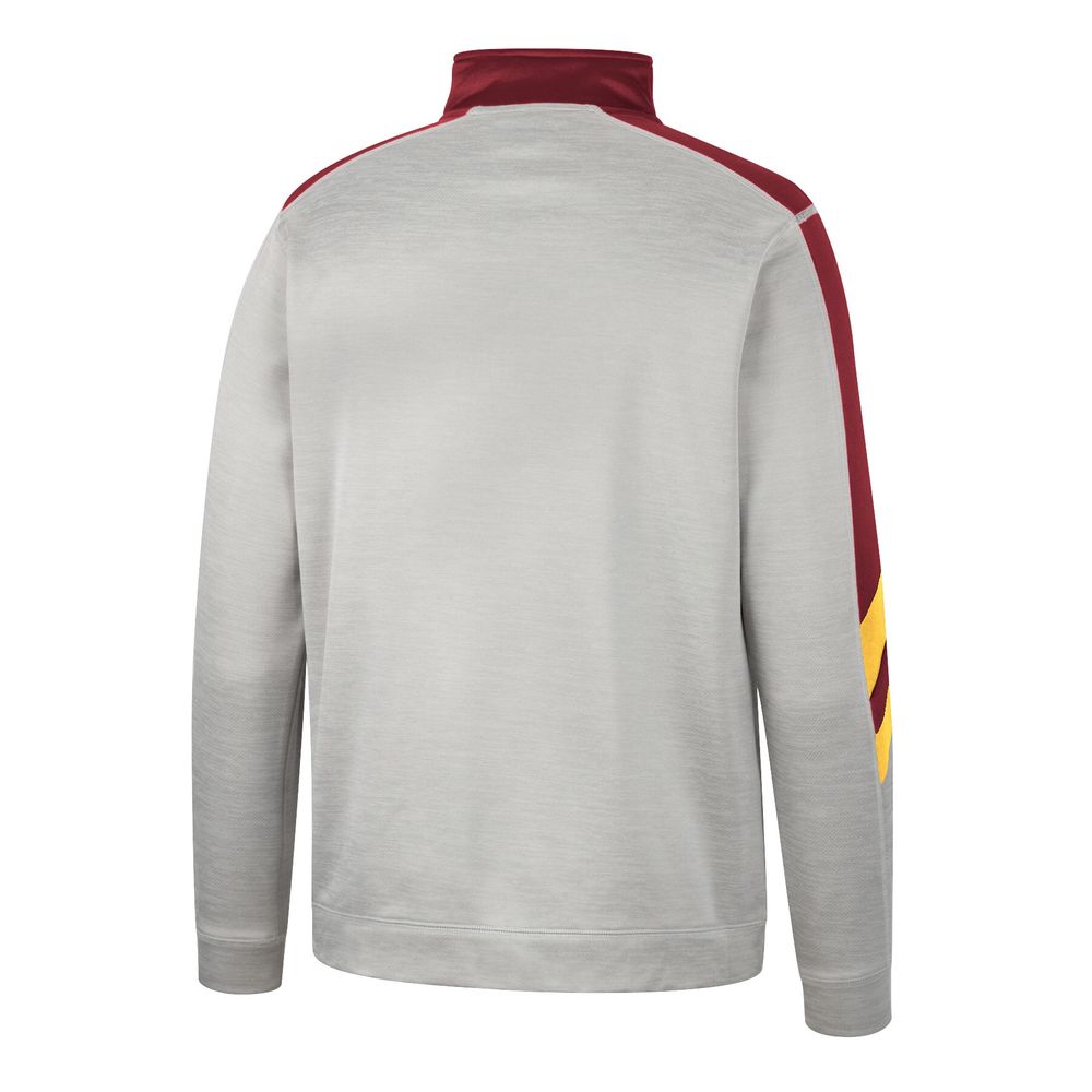 Men's Colosseum Gray/Cardinal Iowa State Cyclones Bushwood Fleece Quarter-Zip Jacket