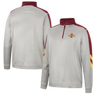 Men's Colosseum Gray/Cardinal Iowa State Cyclones Bushwood Fleece Quarter-Zip Jacket