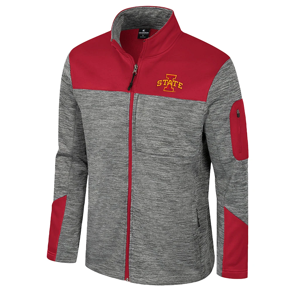 Veste zippée intégrale pour homme Colosseum Grey/Cardinal Iowa State Cyclones Guard