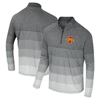 Coupe-vent à glissière quart de tour en maille rayée raglan pour homme Colosseum Gray Iowa State Cyclones AI