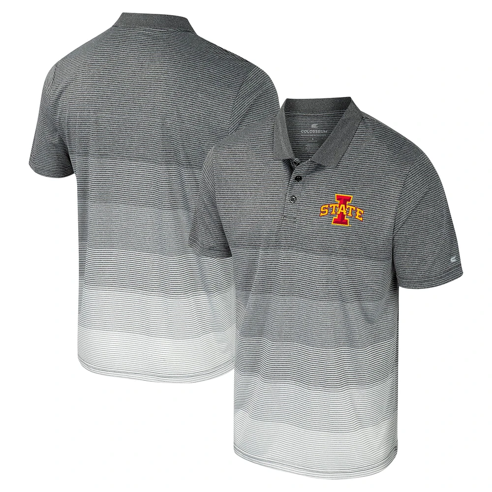 Polo en maille rayée Colosseum Grey Iowa State Cyclones pour hommes