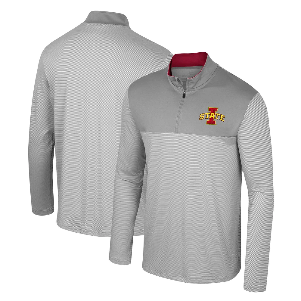 Men's Colosseum Gray Iowa State Cyclones Tuck Quarter-Zip Top