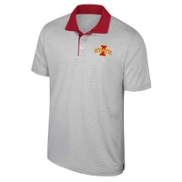 Men's Colosseum Gray Iowa State Cyclones Tuck Striped Polo