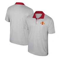 Men's Colosseum Gray Iowa State Cyclones Tuck Striped Polo