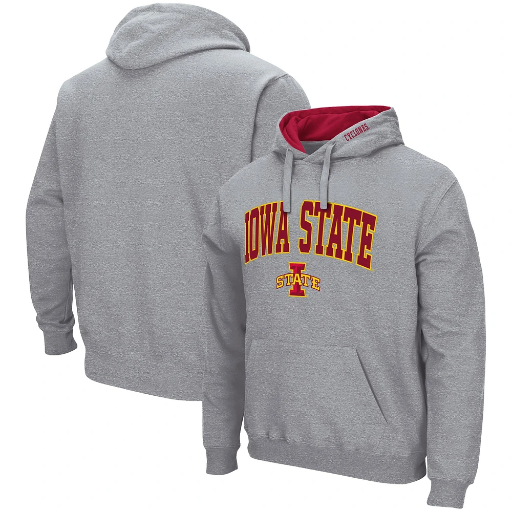 Chandail à capuchon Colosseum gris chiné pour hommes Iowa State Cyclones Arch & Logo 3.0