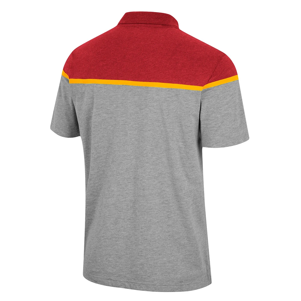 Men's Colosseum Heather Gray Iowa State Cyclones Chamberlain Polo