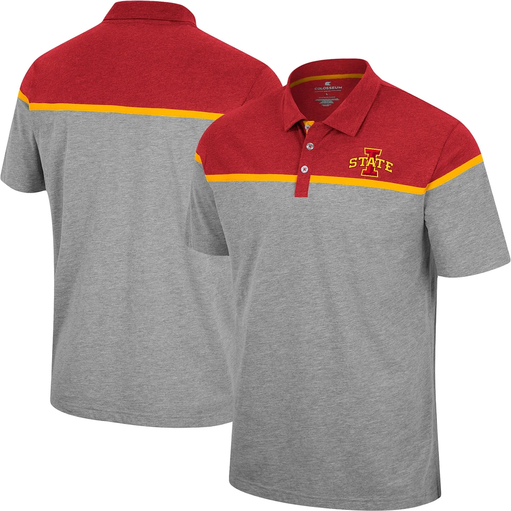 Polo Colosseum Heather Grey pour homme Iowa State Cyclones Chamberlain