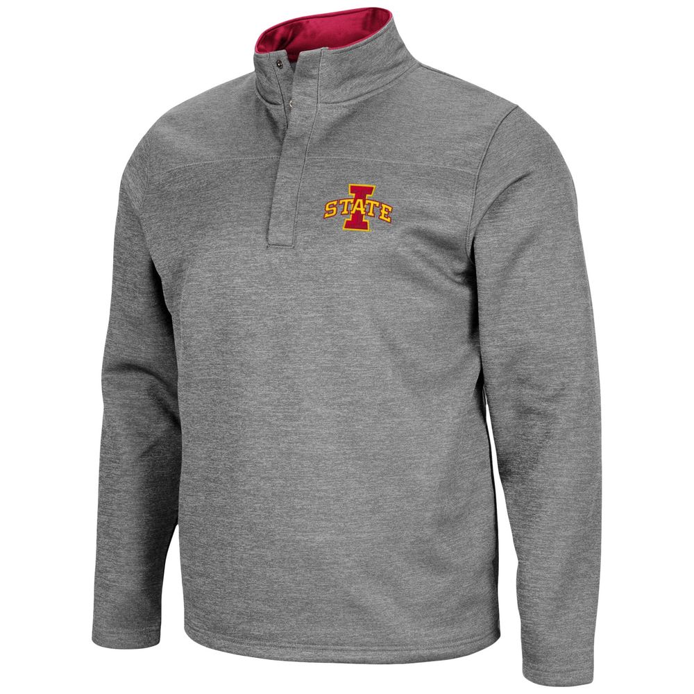 Men's Colosseum Heathered Charcoal Iowa State Cyclones Roman Pullover Jacket