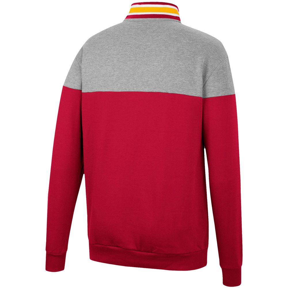 Men's Colosseum Heathered Gray/Cardinal Iowa State Cyclones Be the Ball Quarter-Zip Top