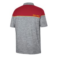 Men's Colosseum Heathered Gray/Cardinal Iowa State Cyclones Birdie Polo