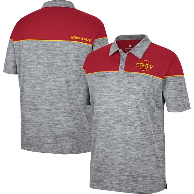 Colosseum Heathered Grey/Cardinal Iowa State Cyclones Birdie Polo Homme