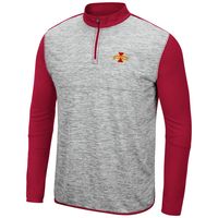 Men's Colosseum Heathered Gray/Cardinal Iowa State Cyclones Prospect Quarter-Zip Jacket