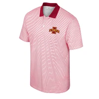 Men's Colosseum White/Cardinal Iowa State Cyclones Print Stripe Polo