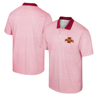 Polo à rayures Colosseum White/Cardinal Iowa State Cyclones pour homme