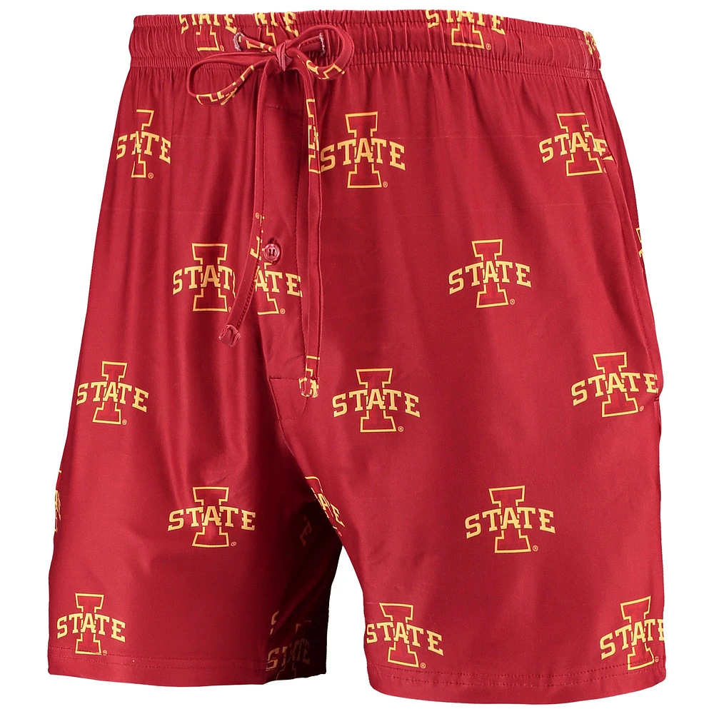 Men's Concepts Sport Cardinal Iowa State Cyclones Flagship Allover Print Jam Shorts