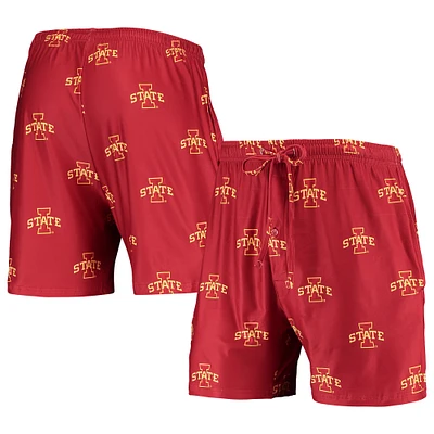 Men's Concepts Sport Cardinal Iowa State Cyclones Flagship Allover Print Jam Shorts