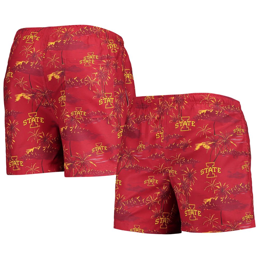 Men's FOCO Cardinal Iowa State Cyclones Island Palm Swim Trunks