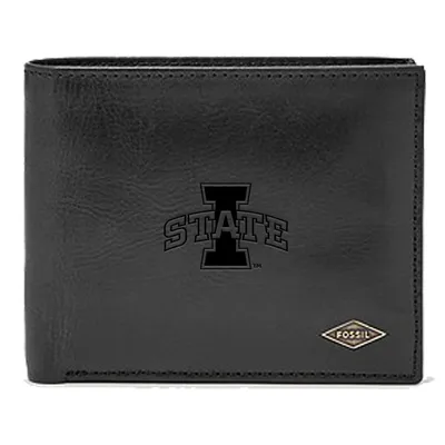 Iowa State Cyclones Fossil Leather Ryan RFID Passcase Wallet - Black