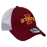 Casquette ajustable New Era Cardinal Iowa State Cyclones Trucker 9FORTY pour homme