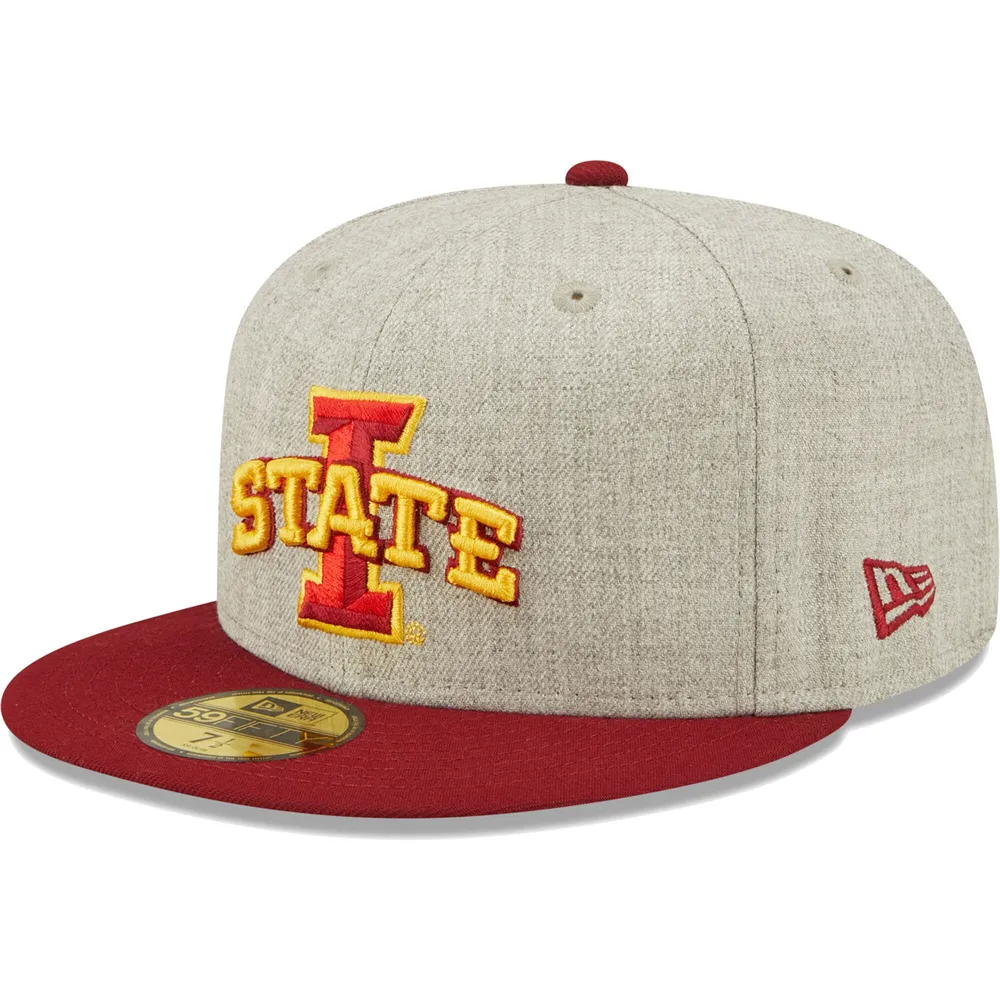 Casquette ajustée New Era Heather Grey/Cardinal Iowa State Cyclones Patch 59FIFTY pour homme