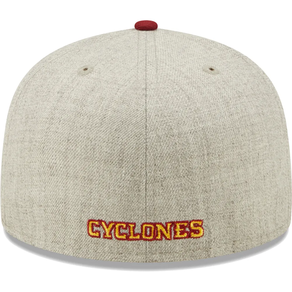 Casquette ajustée New Era Heather Grey/Cardinal Iowa State Cyclones Patch 59FIFTY pour homme