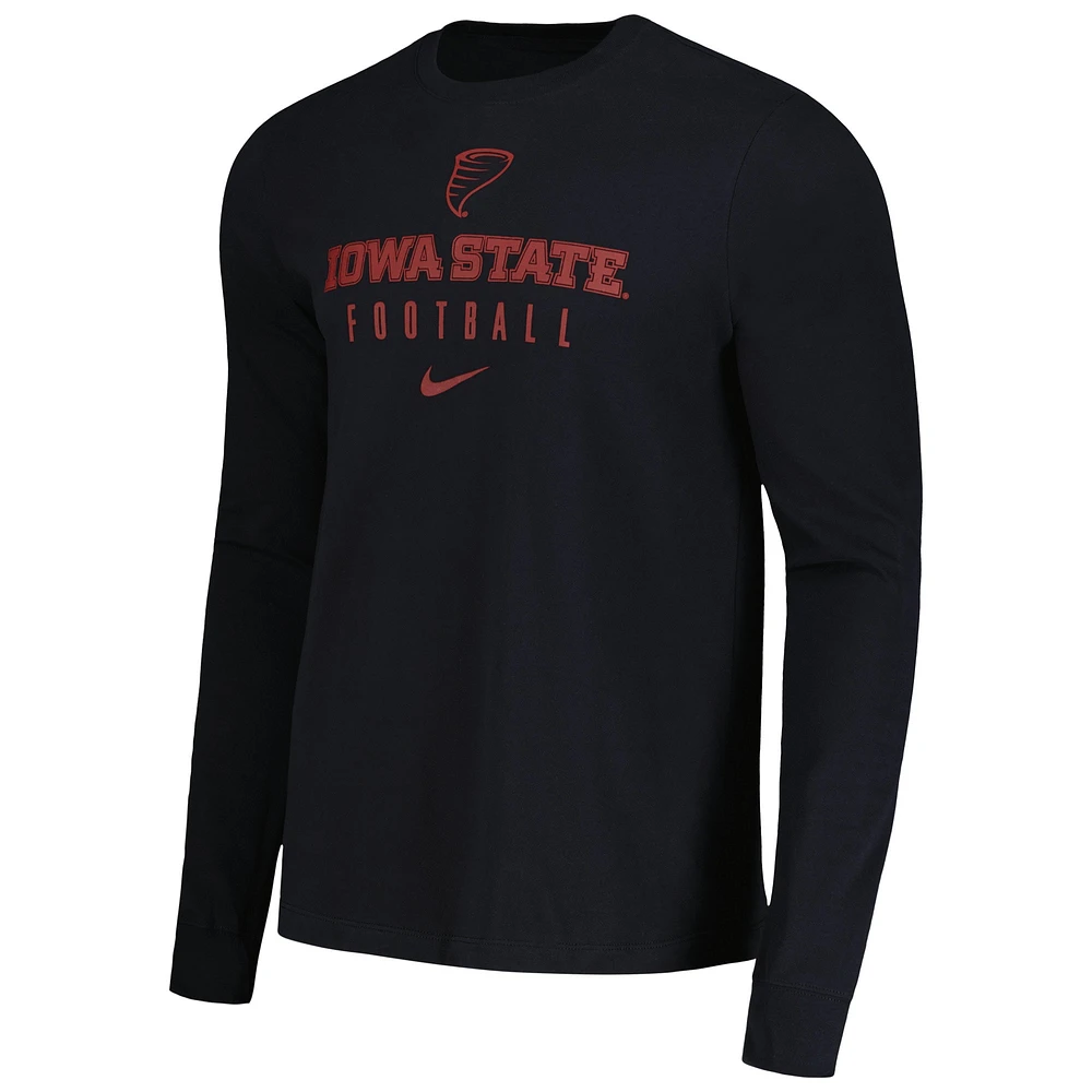 T-shirt à manches longues Nike Iowa State Cyclones Changeover pour homme, noir