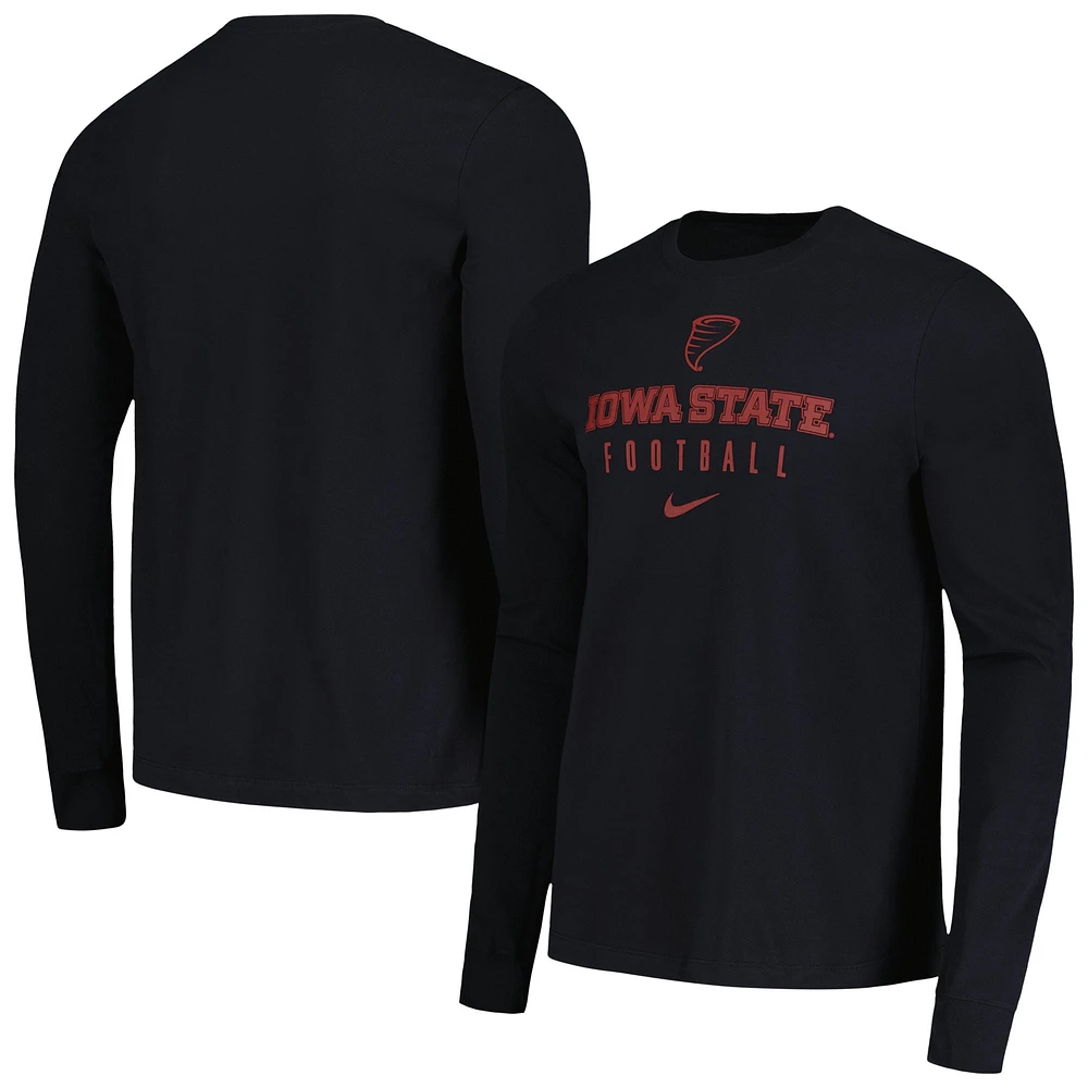 T-shirt à manches longues Nike Iowa State Cyclones Changeover pour homme, noir