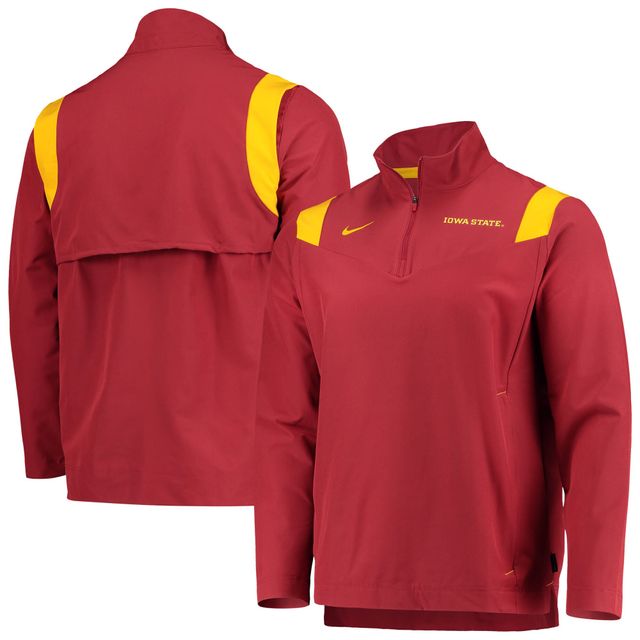 Veste Nike Cardinal Iowa State Cyclones 2021 Team Coach à quart de zip pour homme