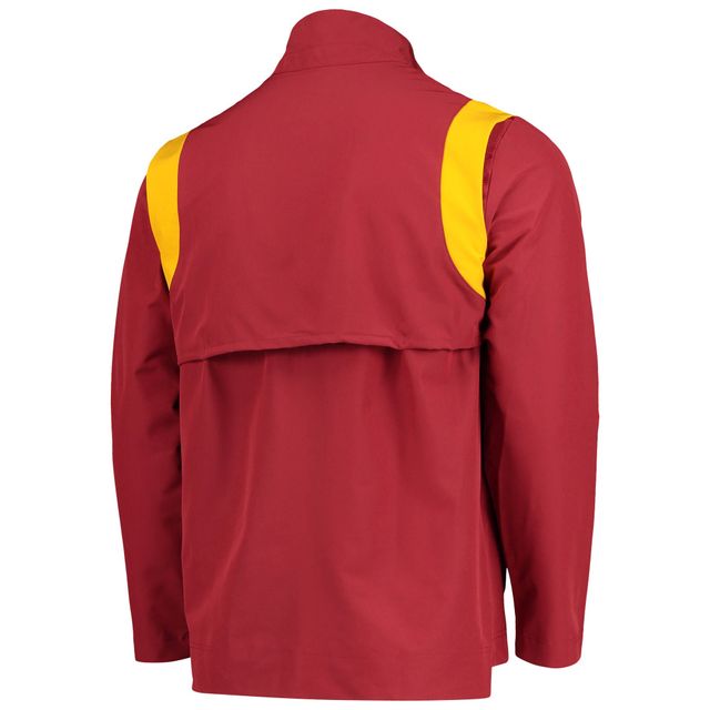 Veste Nike Cardinal Iowa State Cyclones 2021 Team Coach à quart de zip pour homme