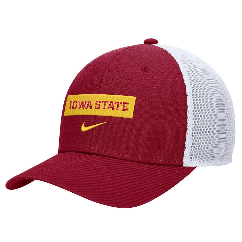 Men's Nike Cardinal Iowa State Cyclones 2024/25 Sideline Rise Trucker Adjustable Hat