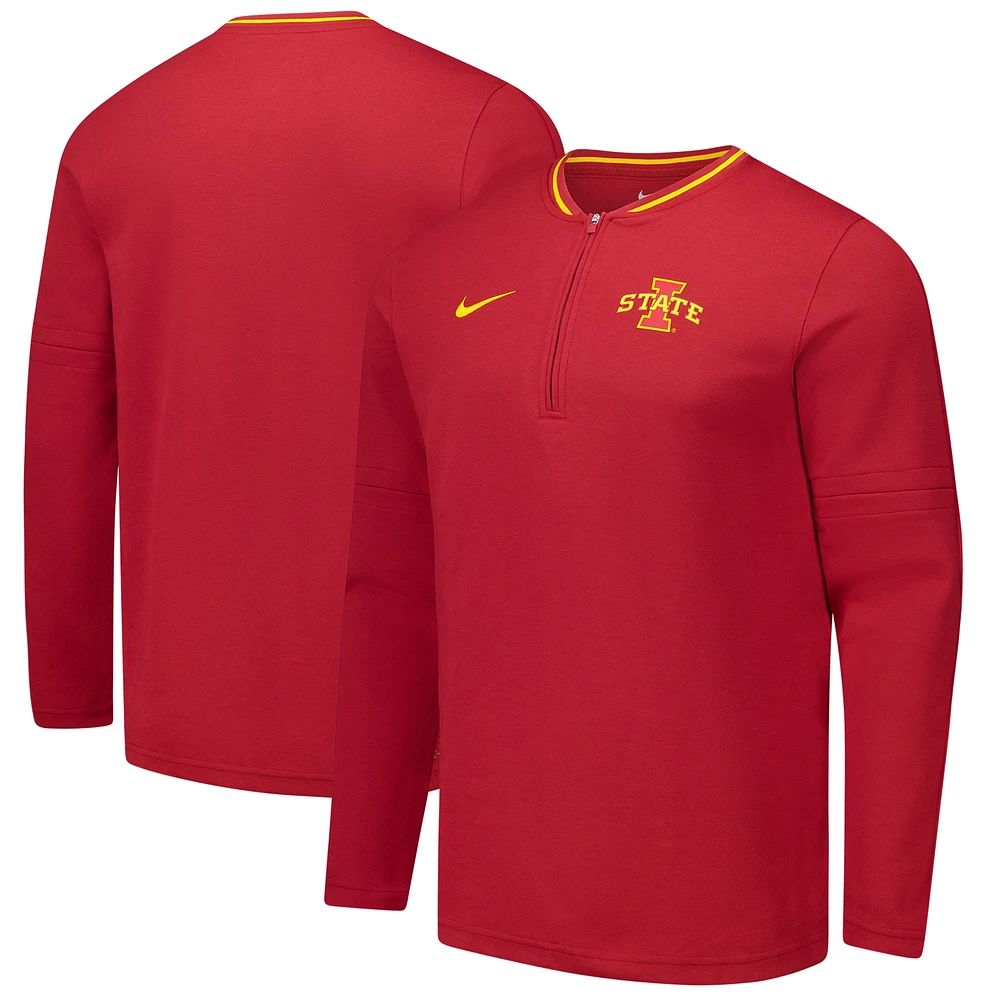 Men's Nike Cardinal Iowa State Cyclones Coaches Quarter-Zip Jacket